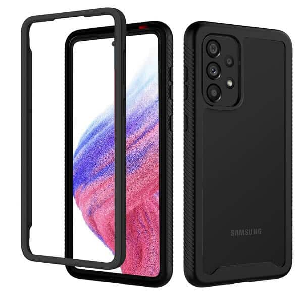 Samsung Galaxy A53 5G Military Grade Shockproof Clear Heavy Duty Case Bumper Drop Protection Tough Cover (Black) Samsung Galaxy A53 5G Military Grade Shockproof Clear Heavy Duty Case Bumper Drop Protection Tough Cover (Black)
